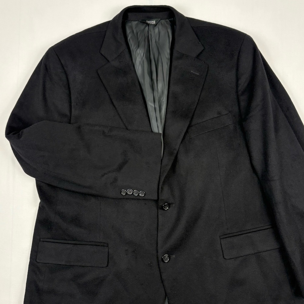 *VTG 80s/90s Pavone Soft Dense Cashmere Flannel Ventless Sport Coat 46R Black